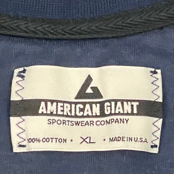 American Giant Bomber Jacket XL Navy Made in USA Cotton Fleece Mens - Picture 2 of 13